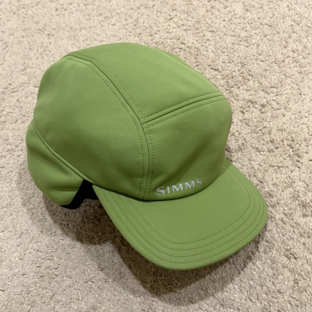 Simms GORE-TEX Infinium Wind Cap Cyprus Green Ear Flap Fishing Outdoors Hat